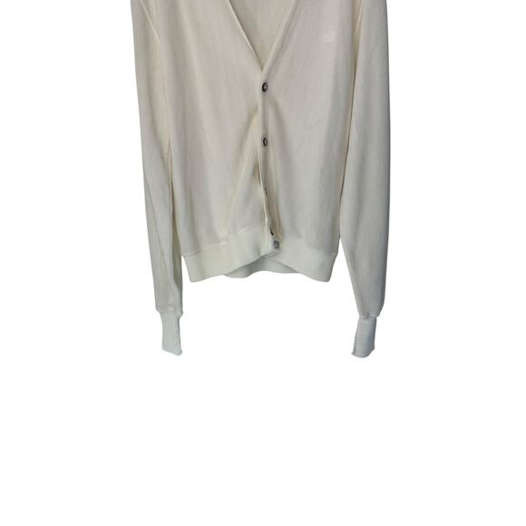 Izod Cardigan Men's Basic White Vintage Academia Preppy Button‎ Up Knit Medium - Picture 7 of 13